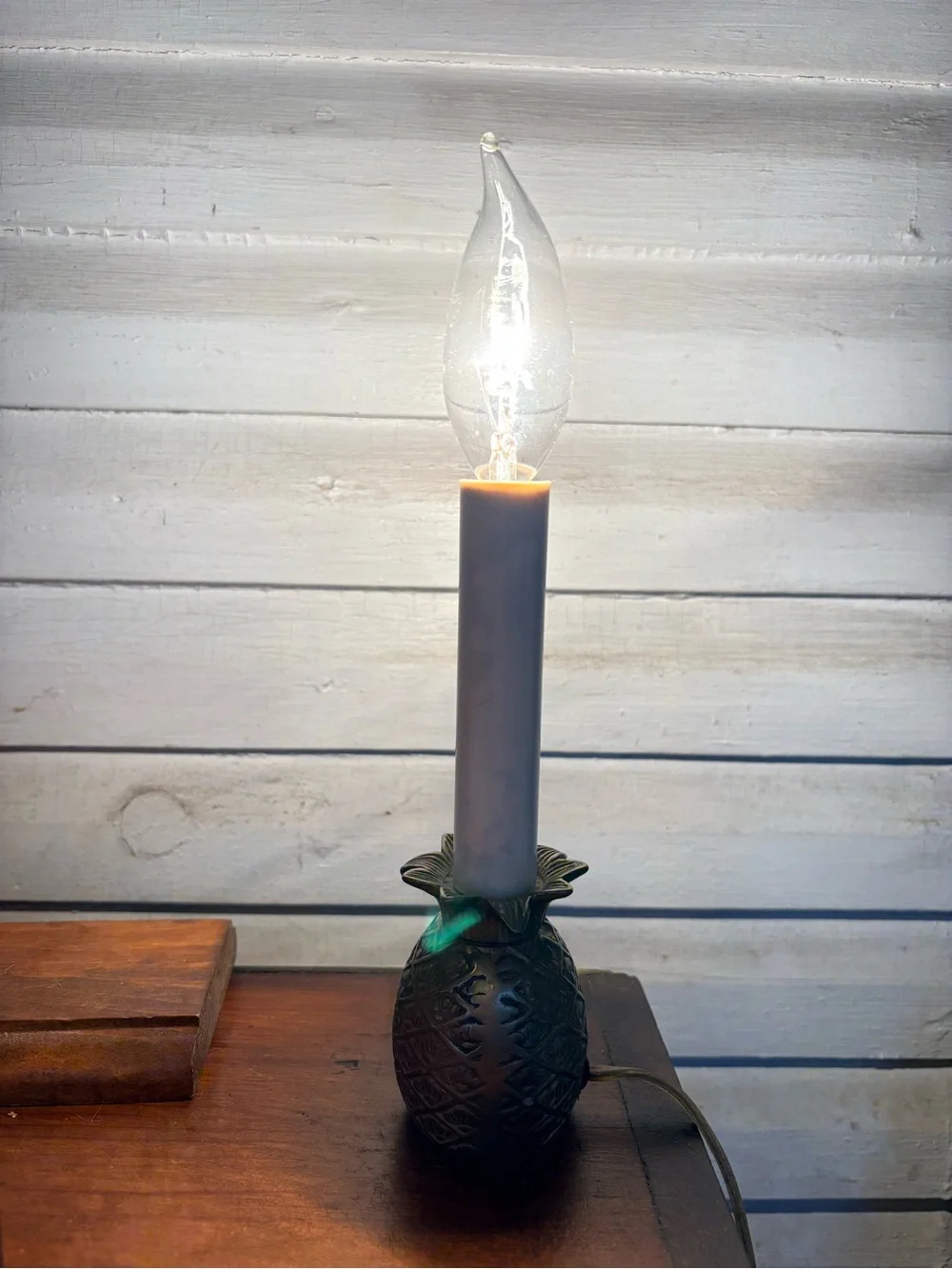 Gold Toned Brass Pineapple Table Accent Lamp - Home Accents